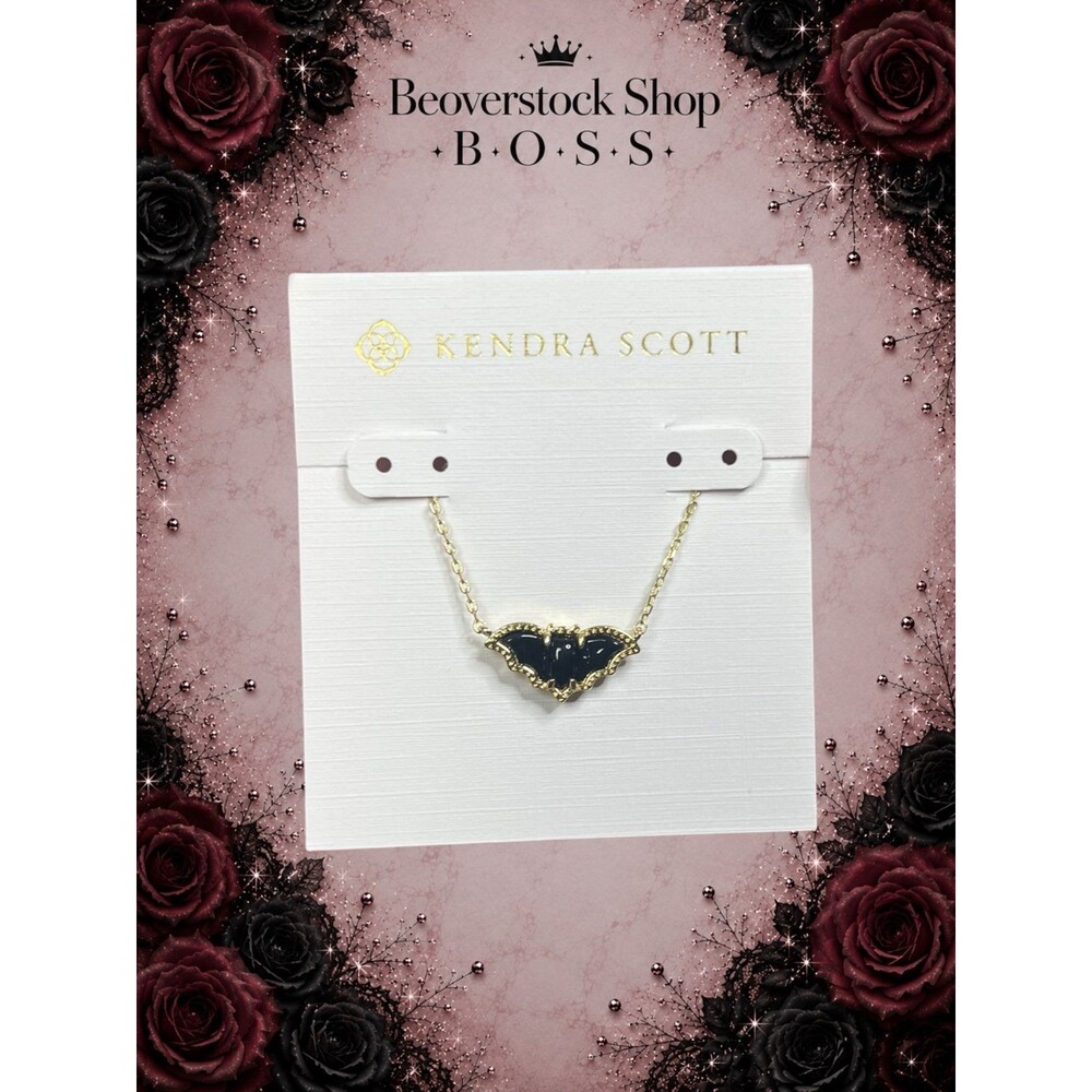 New NWT Kendra Scott Bat Gold Short Pendant Necklace – Golden Obsidian